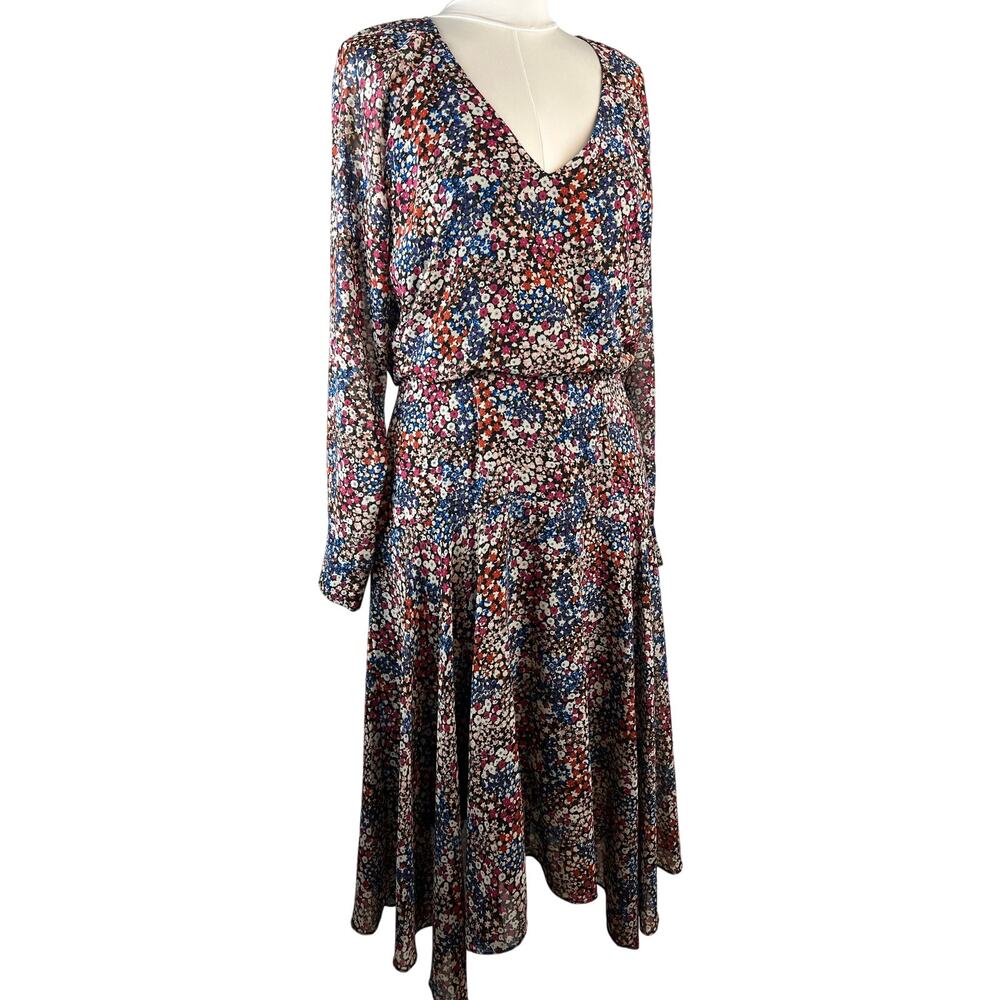Chandler Henry Floral Long Sleeve Smocked Waist Midi Maxi Dress Size L